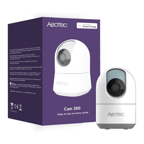 Aeotec Cam 360, smart Wi-Fi SmartThings app compatible camera, with PT (GP-AEOCAMEU)