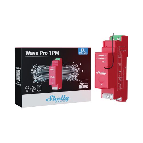 Shelly Qubino Wave PRO 1PM smart DIN-rail relay with 1-gang, power meter, with Z-Wave protocol