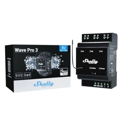 Shelly Qubino Wave PRO 3 smart DIN-rail relay with 3-gang, with Z-Wave protocol