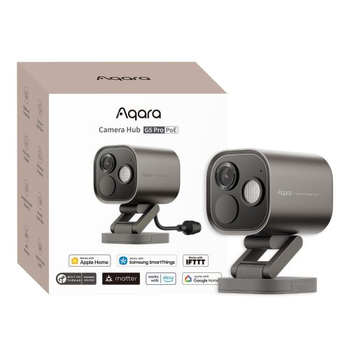 Aqara G5 Pro Camera hub, HomeKit Secure Video compatible camera with built-in Zigbee and Thread gateway, POE version, grey