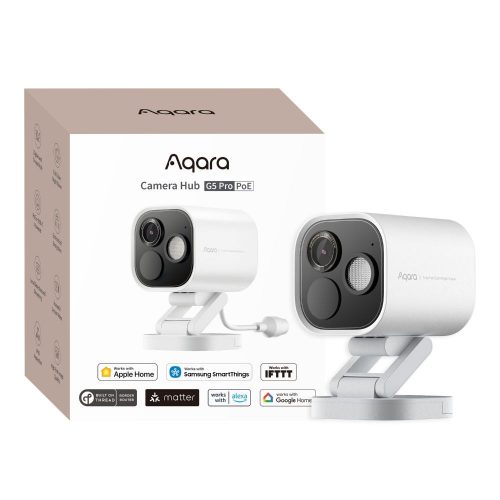 Aqara G5 Pro Camera hub, HomeKit Secure Video compatible camera with built-in Zigbee and Thread gateway, POE version, white