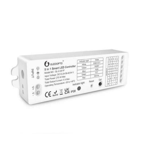 Gledopto GL-C-001P, Zigbee Pro 5-in-1 LED controller (Zigbee+RF) 12V-54V DC