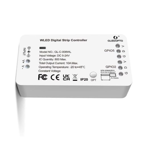 Gledopto GL-C-008WL 5V-24V smart IC LED controller with Wi-Fi (WLED firmware)