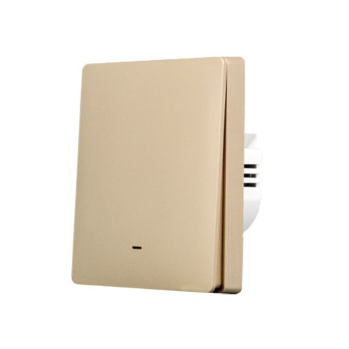 SmartWise B1LN 1-gang eWeLink smart WiFi + RF wall switch with physical button, with gold colour push button front panel