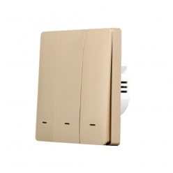   SmartWise B3L 3-gang eWeLink smart WiFi + RF wall switch with physical button (works without neutral), gold colour 