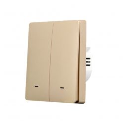   SmartWise B62 UNI Wi-Fi + eWeLink-Remote, 2-gang smart wall switch, universial wiring, physical push-button, gold colour 