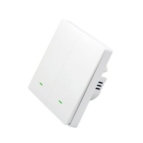 SmartWise B62 UNI Wi-Fi + eWeLink-Remote, 2-gang smart wall switch, universial wiring, physical push-button, white 