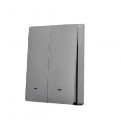   SmartWise BRFGY2, a 2-button wireless RF wall switch, with grey front panel