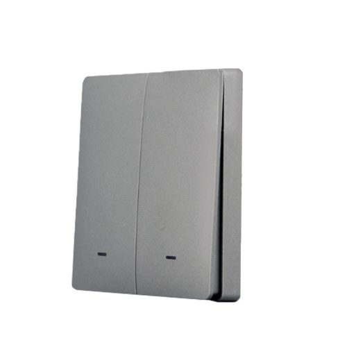 SmartWise BRFGY2, a 2-button wireless RF wall switch, with grey front panel