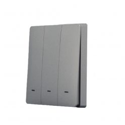   SmartWise BRFGY3, a 3-button wireless RF wall switch, with grey front panel