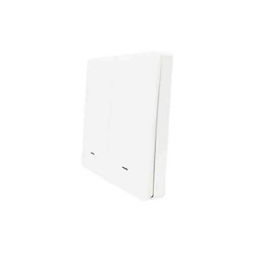 SmartWise BRFW2, a 2-button wireless RF wall switch, with white front panel