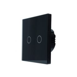   SmartWise T62 UNI Wi-Fi + eWeLink-Remote, 2-gang smart wall switch , universial wiring, black touch panel