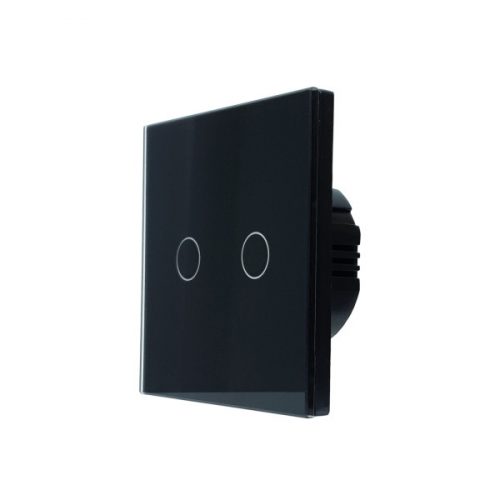 SmartWise T62 UNI Wi-Fi + eWeLink-Remote, 2-gang smart wall switch , universial wiring, black touch panel