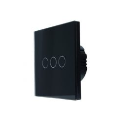   SmartWise T63 UNI Wi-Fi + eWeLink-Remote, 3-gang smart wall switch , universial wiring, black touch panel