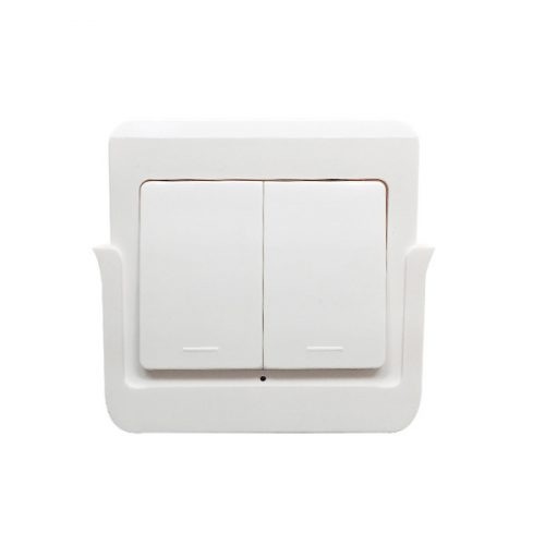 SmartWise RFM2 2-gang wireless RF wall switch, removable from holder