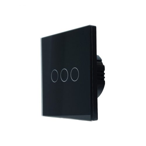 SmartWise T4 EU 3C 3-gang WiFi+RF smart light switch (single-live-wire, works without neutral) (R2, black)