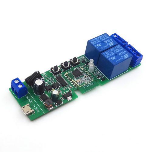 SmartWise 5V-32V 2-gang smart relay switch, with dry contact and momentary switch, Zigbee + RF
