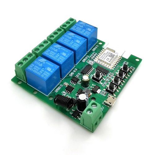 SmartWise 5V-32V 4-gang smart relay switch, with dry contact and momentary switch, Zigbee + RF