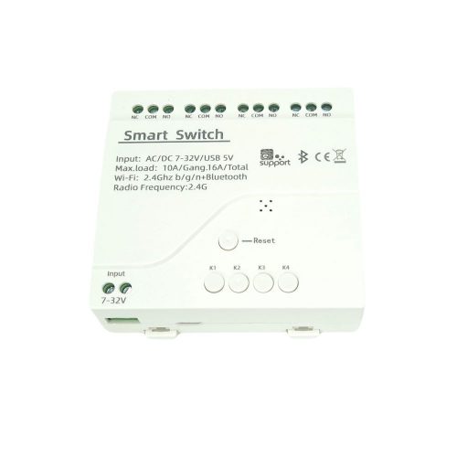 SmartWise 85V-250V AC Wi-Fi + eWeLink-Remote 4-gang smart relay switch, NO/NC, dry contact, momentary switch