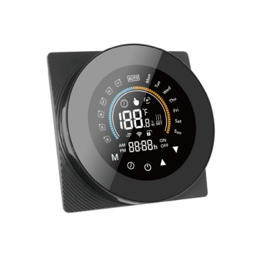 SmartWise WiFi smart thermostat, eWeLink app compatible, Type 'A' (5A), black front panel, colour touch display