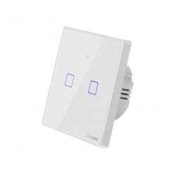   Sonoff TX T2 EU 2C 2-gang smart WiFi + RF wall touch light switch (white, with frame)