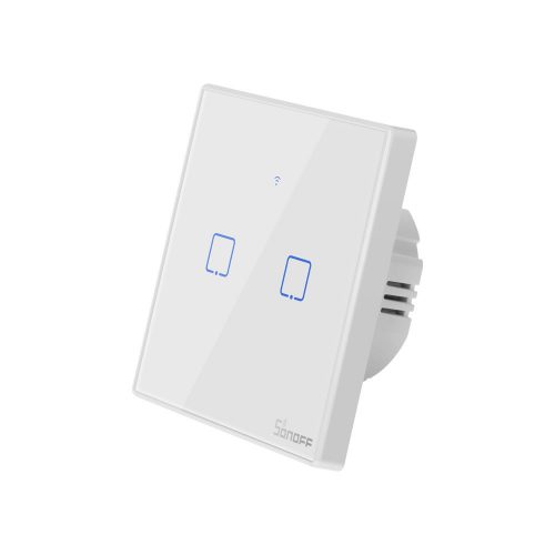 Sonoff TX T2 EU 2C 2-gang smart WiFi + RF wall touch light switch (white, with frame)