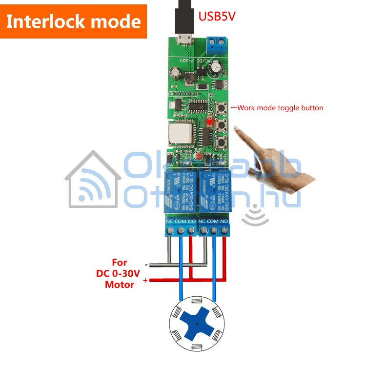 SmartWise 5V-32V 2-gang smart relay switch, with dry contact and